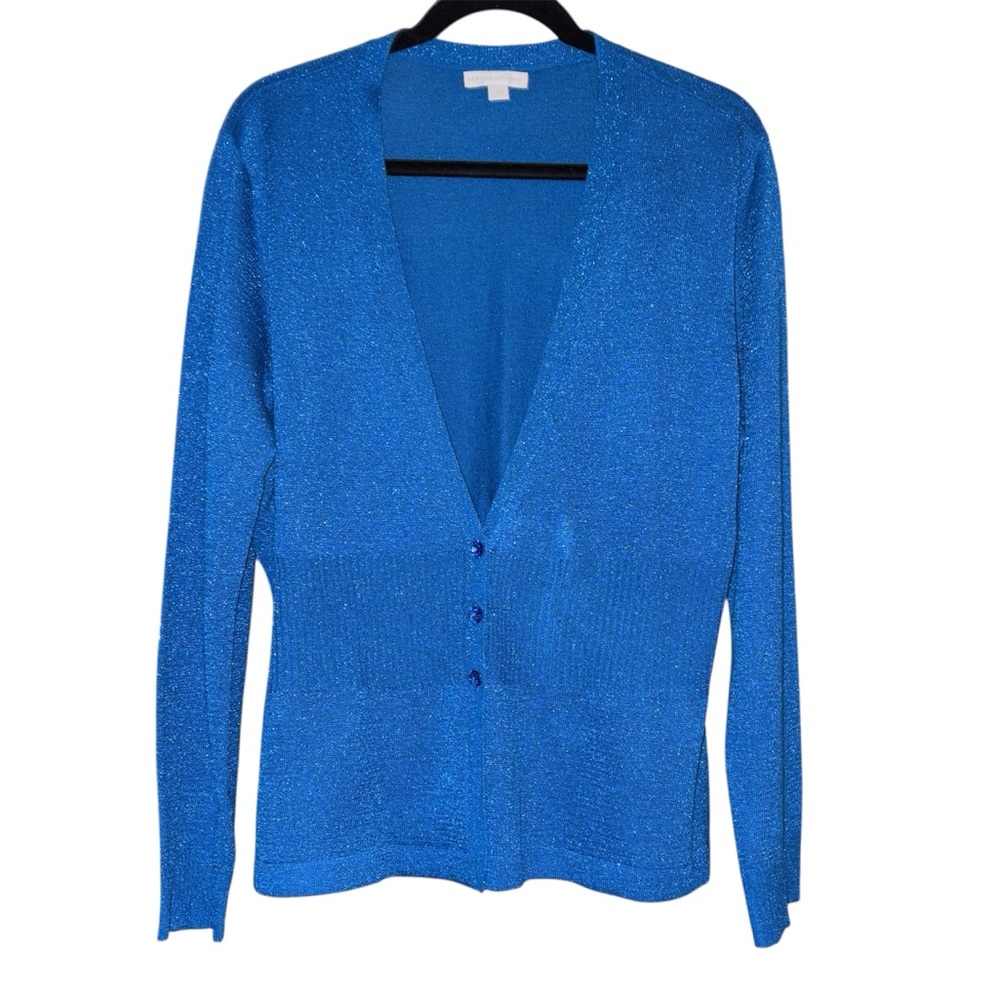 New York & Company Shimmering Blue Cardigan XL